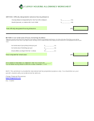 Housing Allowance Worksheet - Clergy Financial Resources, Page 2