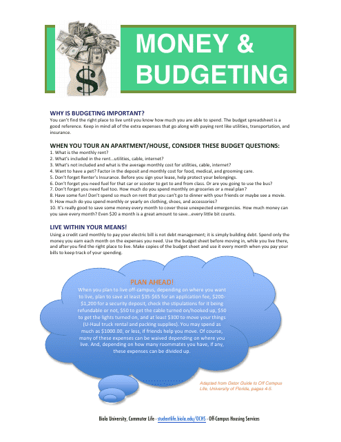 Monthly Budget Spreadsheet Template - Biola University