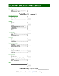 Monthly Budget Spreadsheet Template - Biola University, Page 2