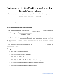 &quot;Volunteer Activities Confirmation Letter Template for Dental/Non-dental Organizations&quot;, Page 2