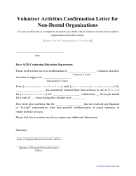 &quot;Volunteer Activities Confirmation Letter Template for Dental/Non-dental Organizations&quot;