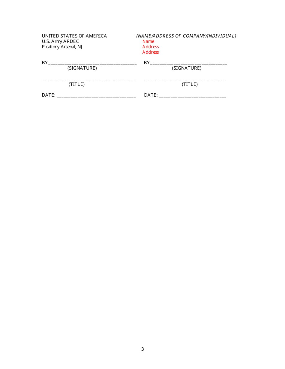 Test Service Agreement Template - Picatinny Arsenal, Page 3