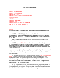 Document preview: Test Service Agreement Template - Picatinny Arsenal