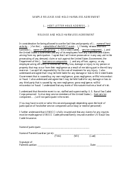 Document preview: Sample Release and Hold Harmless Agreement Template