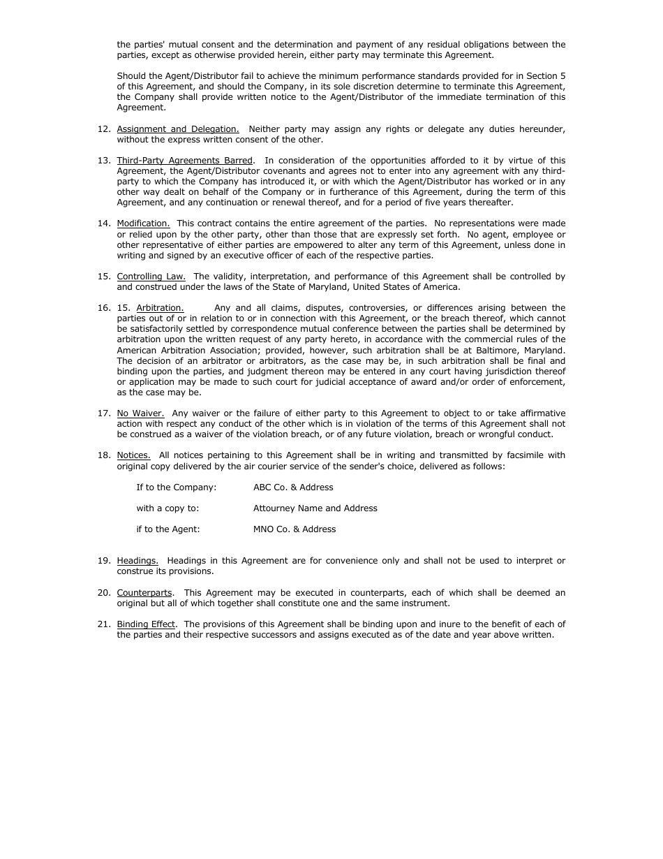 Sample Foreign Representation Agreement Template - Maryland, Page 2