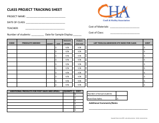 Document preview: Class Project Tracking Sheet Template - Craft & Hobby Association