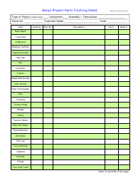 Banjo Project Parts Tracking Sheet Template