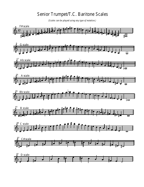 Senior Trumpet/T.C. Baritone Scale Sheet