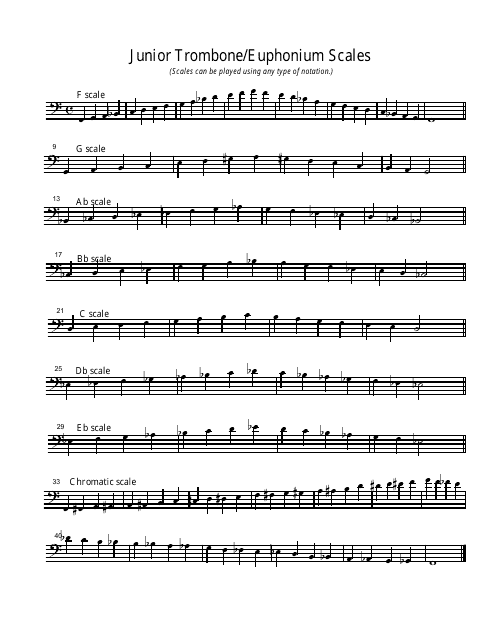 Preview of Junior Trombone/Euphonium Scale Sheet