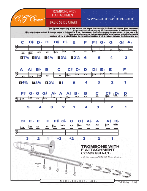 Trombone With F Attachment Basic Slide Chart