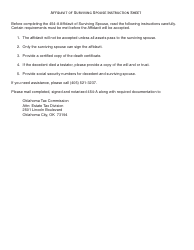 OTC Form 454-A Affidavit of Surviving Spouse - Oklahoma, Page 2