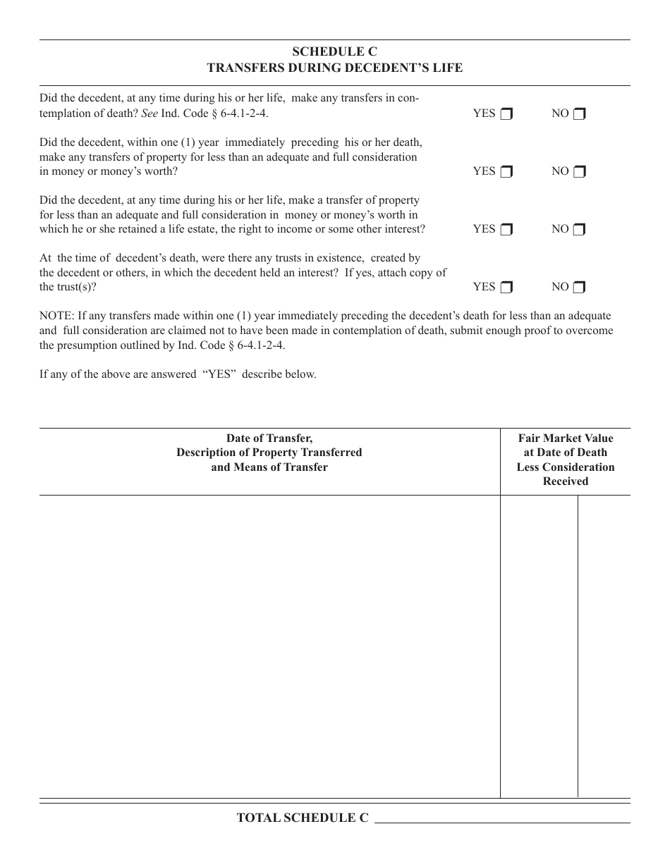 State Form 51492 (IH-12) Indiana Inheritance Tax Return for a Non-resident Decedent - Indiana, Page 5