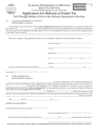 Document preview: Form IT: EST-123 Application for Refund of Estate Tax - Alabama
