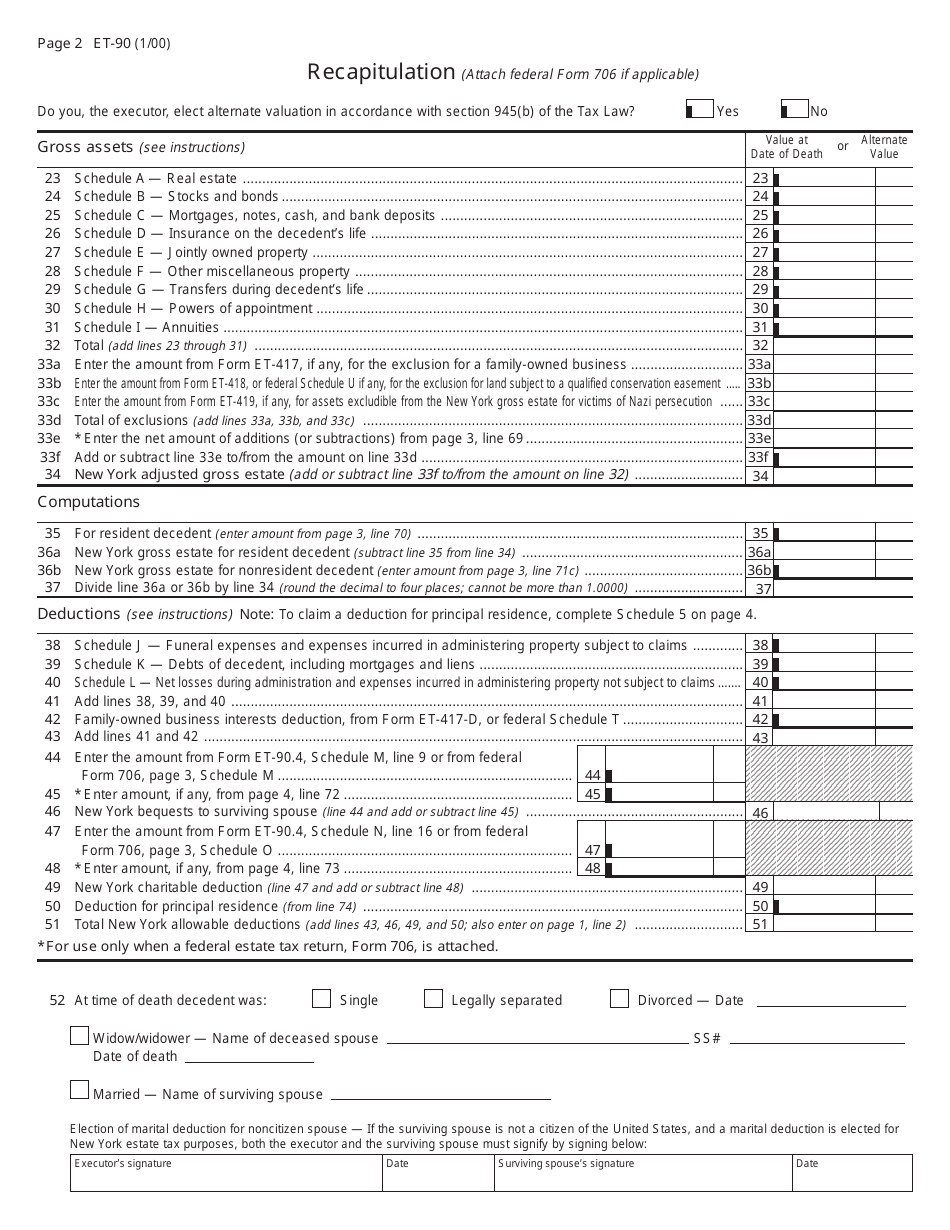 Form ET-90 - Fill Out, Sign Online and Download Printable PDF, New York ...