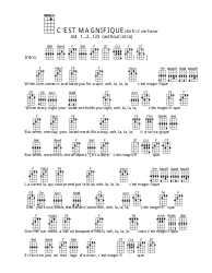 Cole Porter - C&#039;est Magnifique Ukulele Chord Chart
