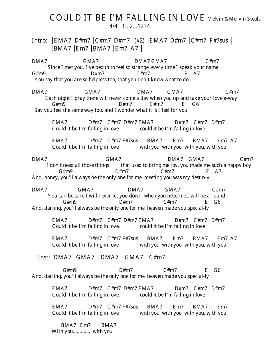 Melvin and Mervin Steals - Could It Be Im Falling in Love Ukulele Chord Chart, Page 3
