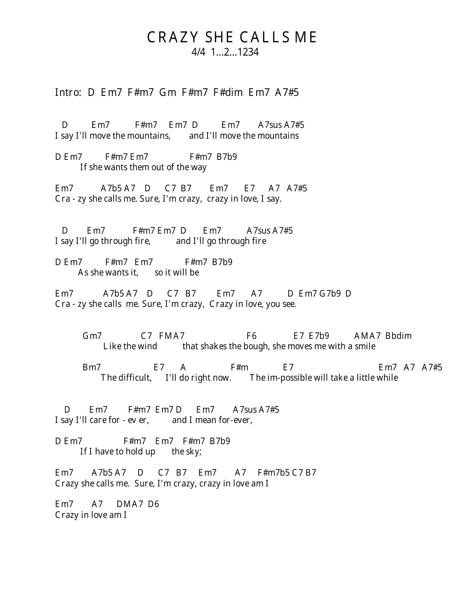 Crazy She Calls Me (Bar) Ukulele Chord Chart, Page 3
