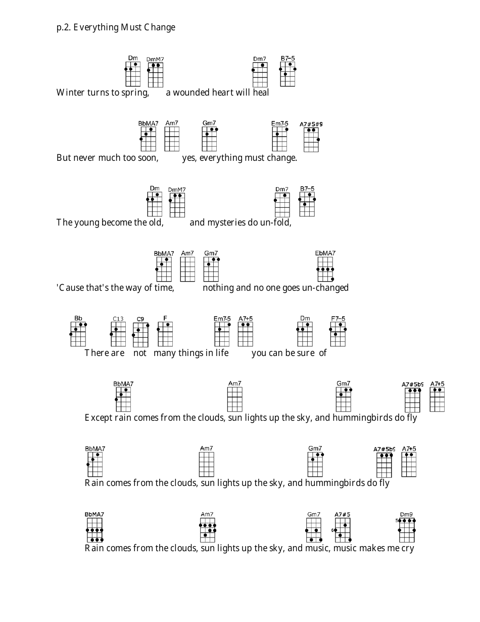 Bernard Ighner - Everything Must Change Ukulele Chord Chart, Page 2
