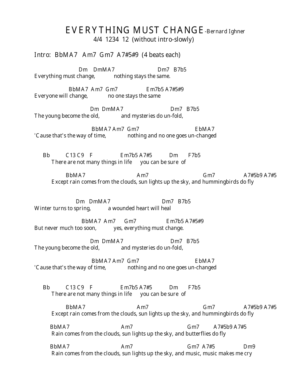Bernard Ighner - Everything Must Change Ukulele Chord Chart, Page 3