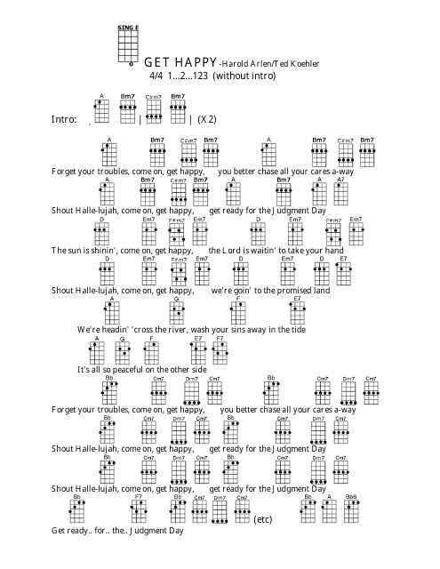 Harold Arlen/Ted Koehler - Get Happy Ukulele Chord Chart