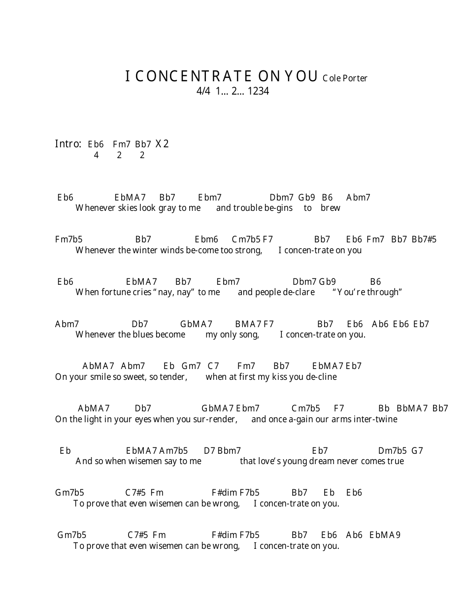 Cole Porter - I Concentrate on You Ukulele Chord Chart, Page 2