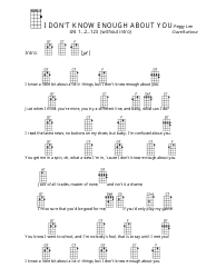 Document preview: Peggy Lee - I Don't Know Enough About You Ukulele Chord Chart