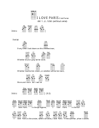 &quot;Cole Porter - I Love Paris Ukulele Chord Chart&quot;