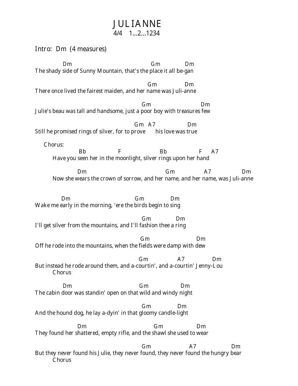 Julianne Ukulele Chord Chart, Page 3