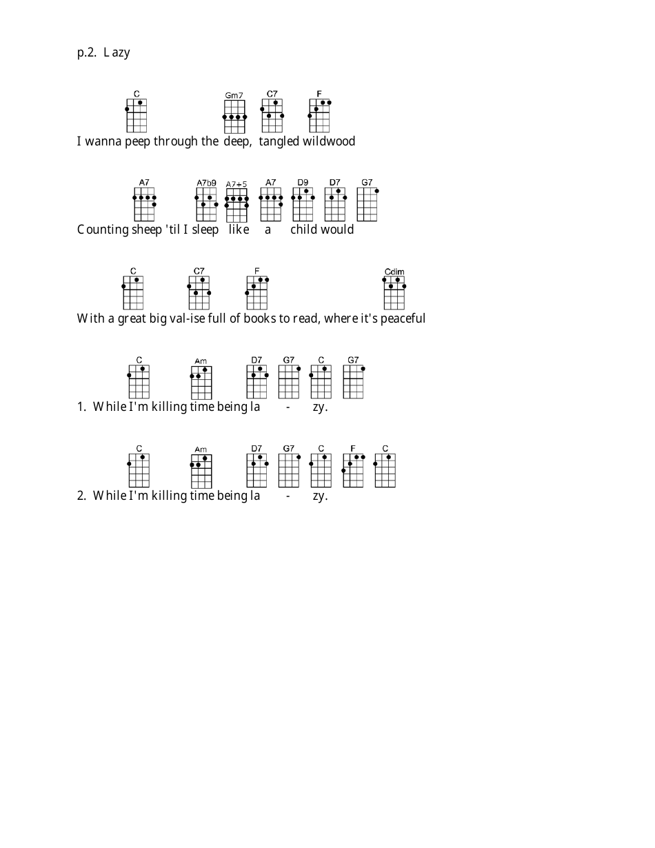 Irving Berlin - Lazy (Bar) Ukulele Chord Chart, Page 2