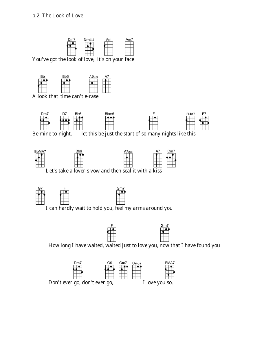 Bacharach / David -the Look of Love Ukulele Chord Chart, Page 2