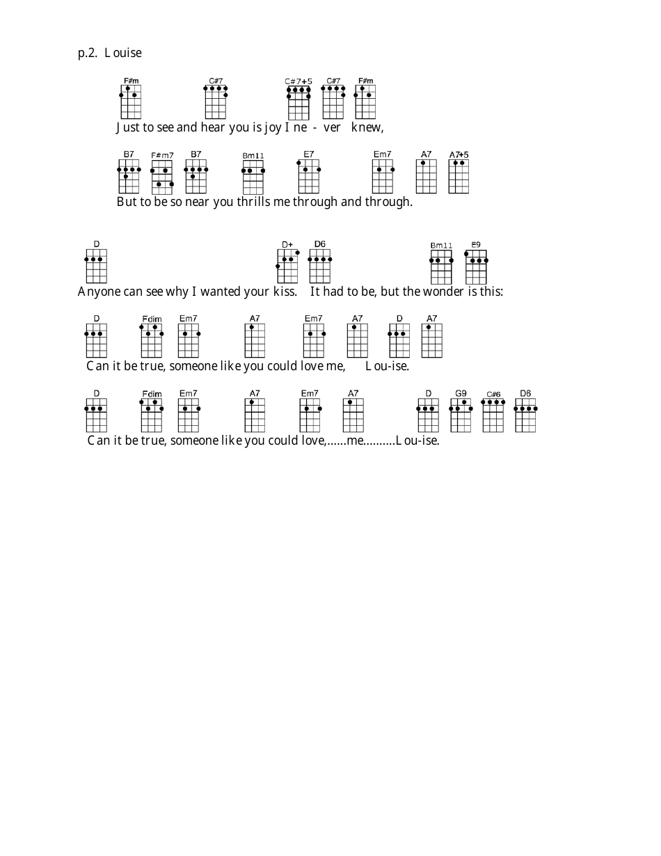 Leo Robin / Richard Whiting - Louise Ukulele Chord Chart, Page 2