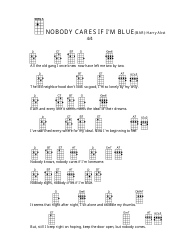 Harry Akst - Nobody Cares if I&#039;m Blue(Bar) Ukulele Chord Chart