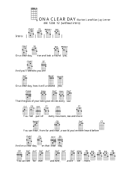 &quot;Burton Lane/Alan Jay Lerner - on a Clear Day Ukulele Chord Chart&quot;