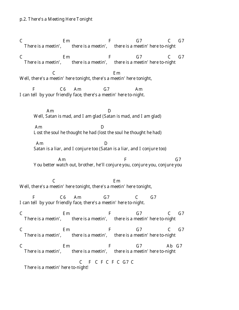 Theres a Bob Gibson - Meetin Here Tonight (Bar) Ukulele Chord Chart, Page 2