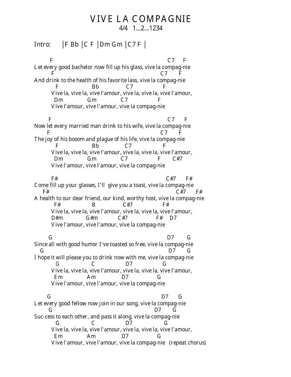 Vive La Compagnie Ukulele Chord Chart, Page 3
