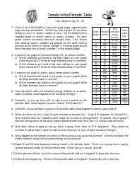 &quot;Periodic Table Trends Worksheet&quot;