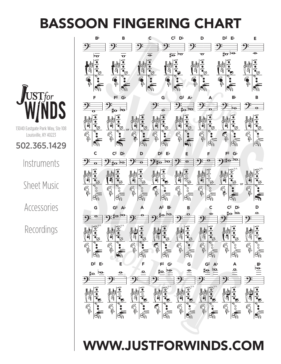 Bassoon Fingering Chart Just For Winds Download Printable PDF Templateroller