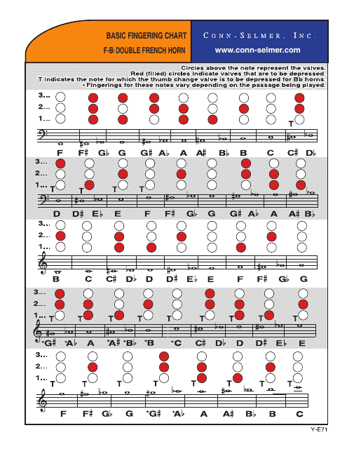 F-B Double French Horn Basic Fingering Chart