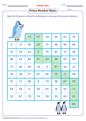 Prime Number Maze Worksheet With Answer Key Download ...