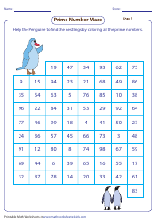 Prime Number Maze Worksheet With Answer Key