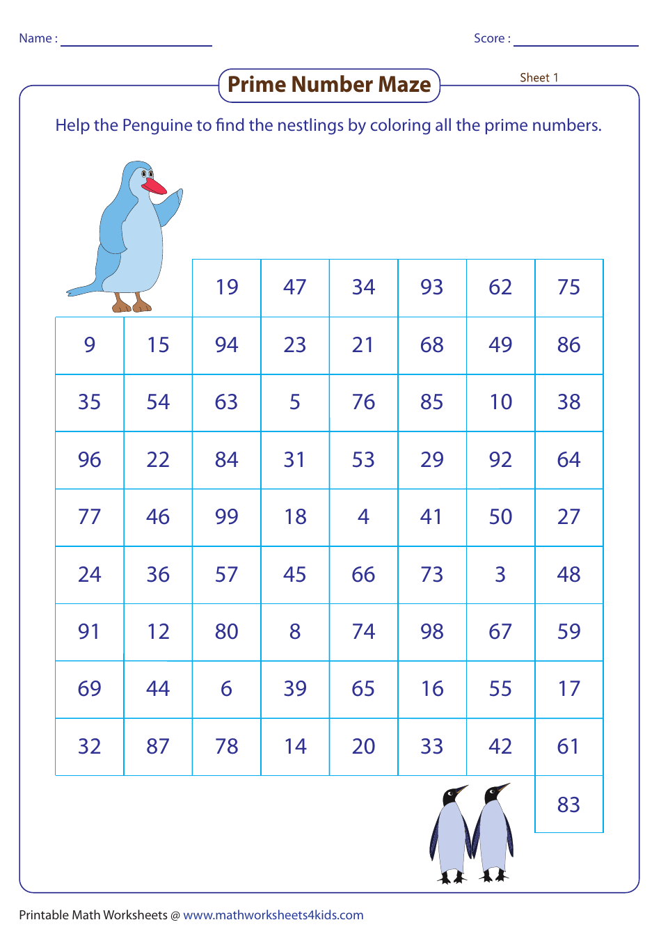 Prime Number Maze Worksheet With Answer Key Download Printable PDF