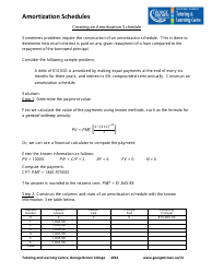 Creating an Amortization Schedule Worksheet With Answers - Tutoring and Learning Centre, George Brown College
