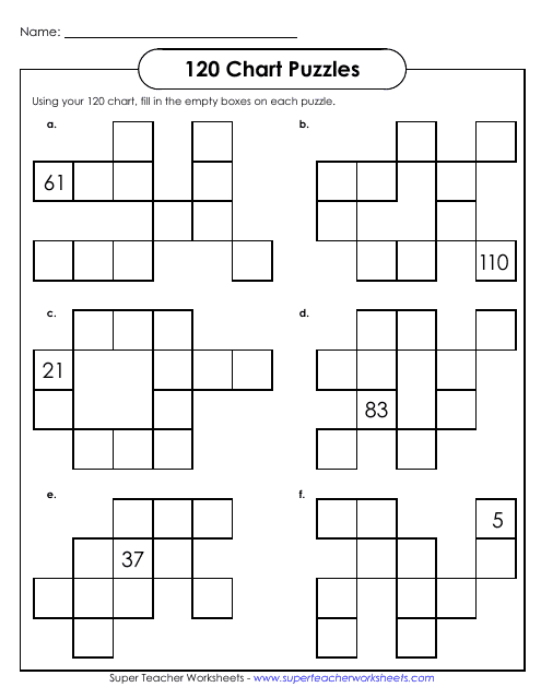&quot;Blank 120 Chart Puzzle With Answer Key&quot; Download Pdf