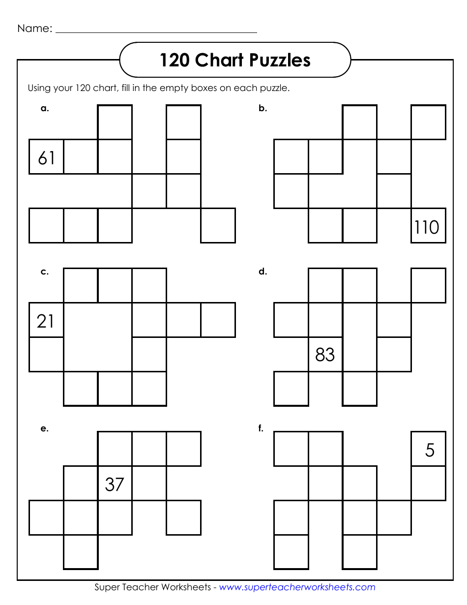 Blank 120 Chart Puzzle With Answer Key - A puzzle template with a blank 120 chart and an answer key.