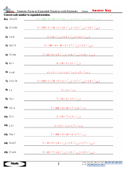 Numeric Form to Expanded Notation With Decimals Worksheet With Answers, Page 2