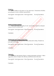 Sample Performance Appraisal Form, Page 2