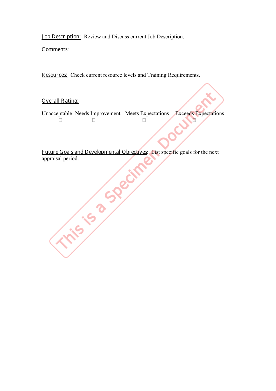 Sample Performance Appraisal Form, Page 3