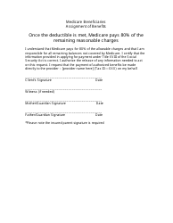 Document preview: Medicare Beneficiaries Assignment of Benefits Form