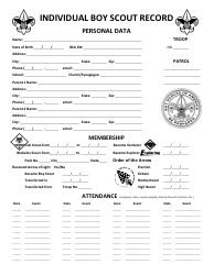 Individual Boy Scout Record Form