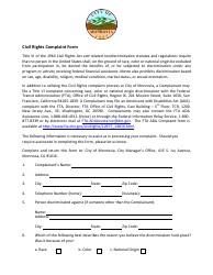 Document preview: Civil Rights Complaint Form - City of Monrovia, California